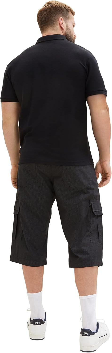 TOM TAILOR Herren Plussize Cargo Max Overknee Bermuda Shorts 42W 31309 - Black Grey Pattern, 42W 313