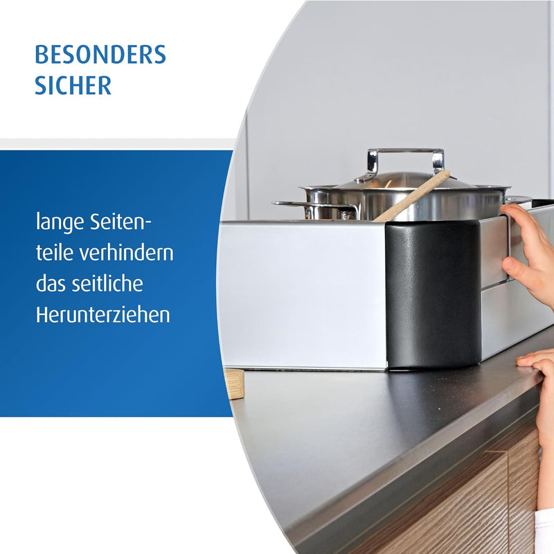 Reer Herdschutzgitter Premium XL zum Kleben, grössenverstellbar 57-90 cm, für Induktion und Gasherd