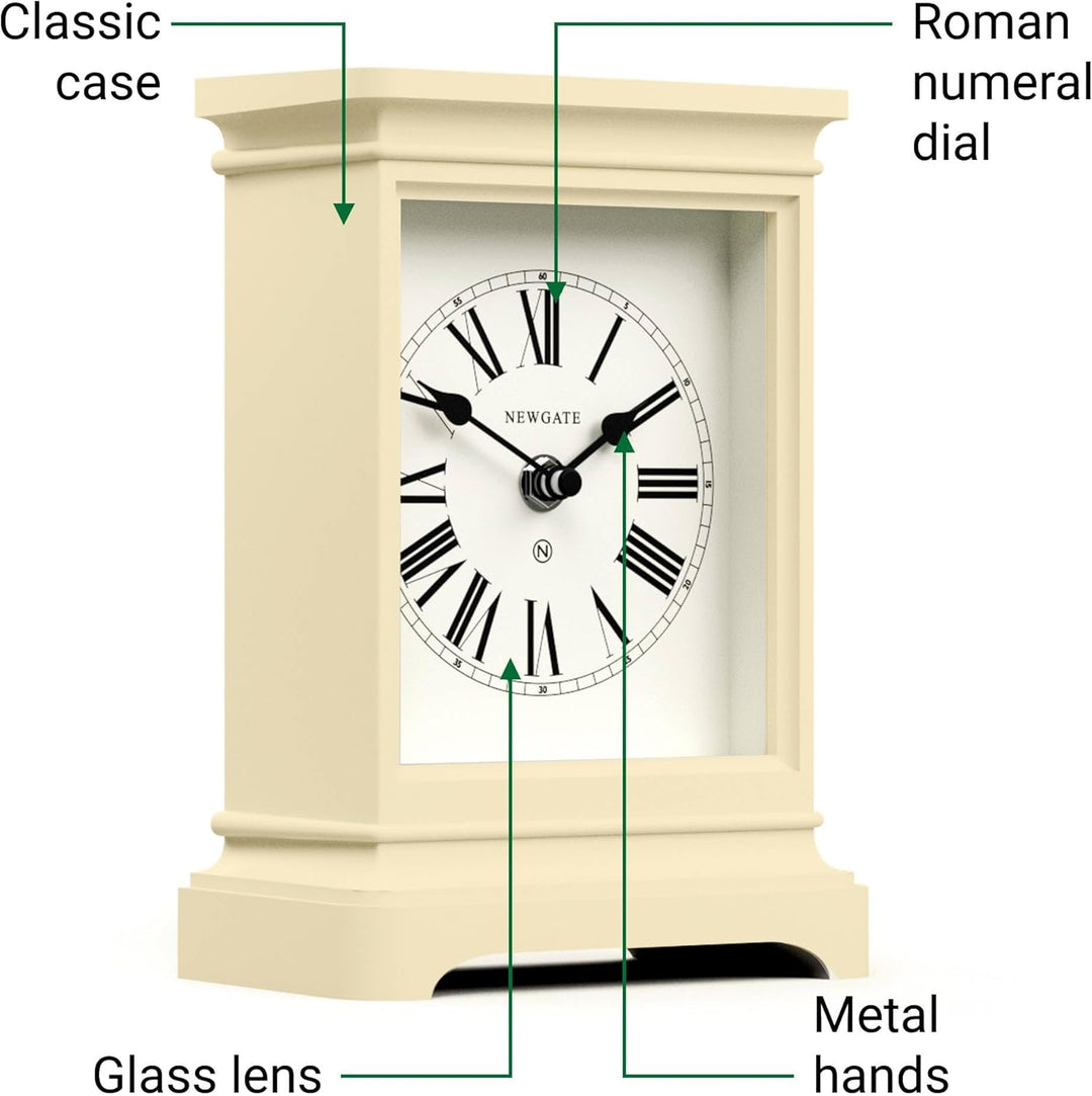 NEWGATE® Time Lord Kaminsims Uhr | Klassisches Design Einer kutschenuhr | Blasscreme | Römische ziff