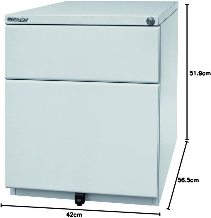 BISLEY Rollcontainer OBA mit 25 mm Top, 1 Universalschublade, 1 HR-Schublade, Metall, 645 Lichtgrau,