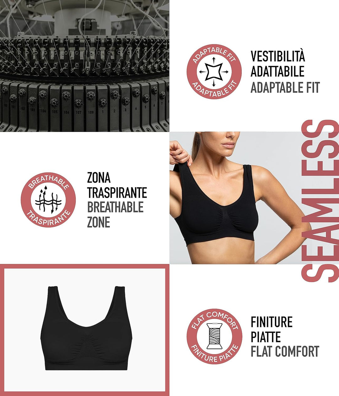 Pompea Damen Brass. Sl Seamless BH (3er Pack) S-M Schwarz, S-M Schwarz