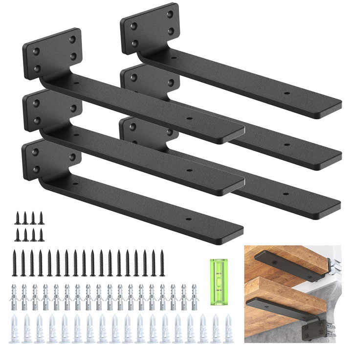 WELDUN 6 Stücke Regalhalterung Regalträger 10 Inch, Schwerlast Regalwinkel für die Wandmontage, Trag