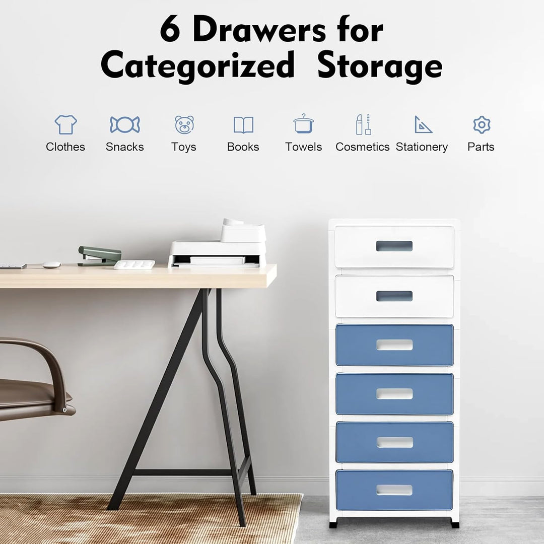 Schubladenschrank Kunststoff, Aufbewahrungsturm Mit 6 Schubladen, Schubladencontainer Rollcontainer