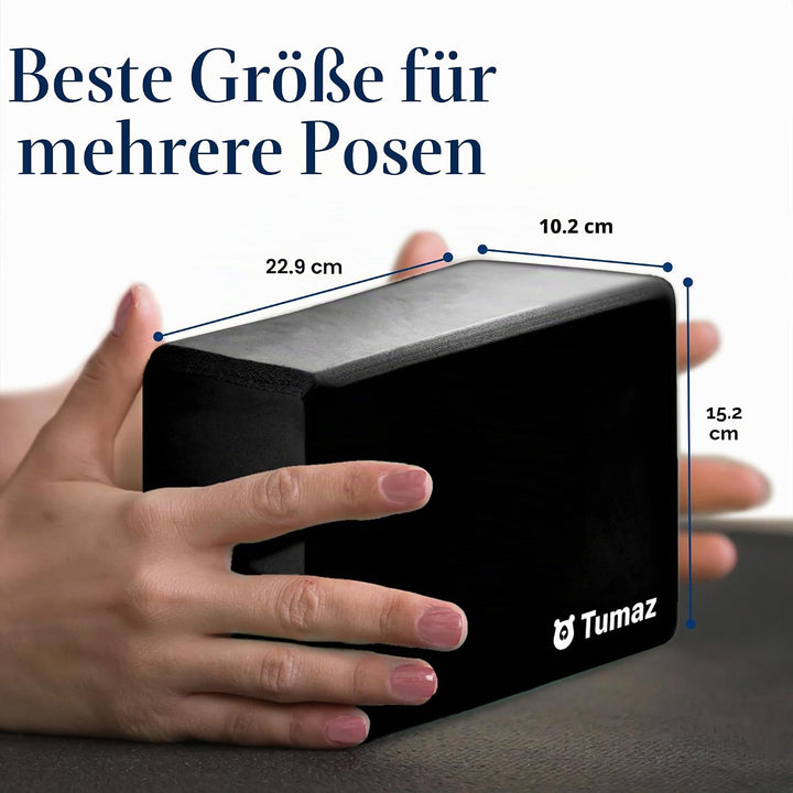 Tumaz Yoga Block 2er Set mit Yoga Gurt [240 cm] - Yoga Blöcke Eva-Schaum mit hoher Dichte und gering