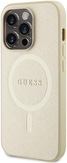 GUESS GUHMP15LPSAHMCB Hülle für iPhone 15 Pro 6.1" golden hardcase Saffiano