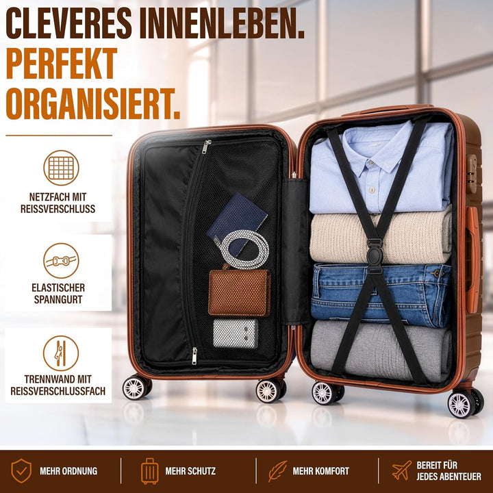 BRUBAKER Handgepäck Koffer Paris - Reisekoffer Trolley mit Zahlenschloss, 4 Rollen und Komfort Trage
