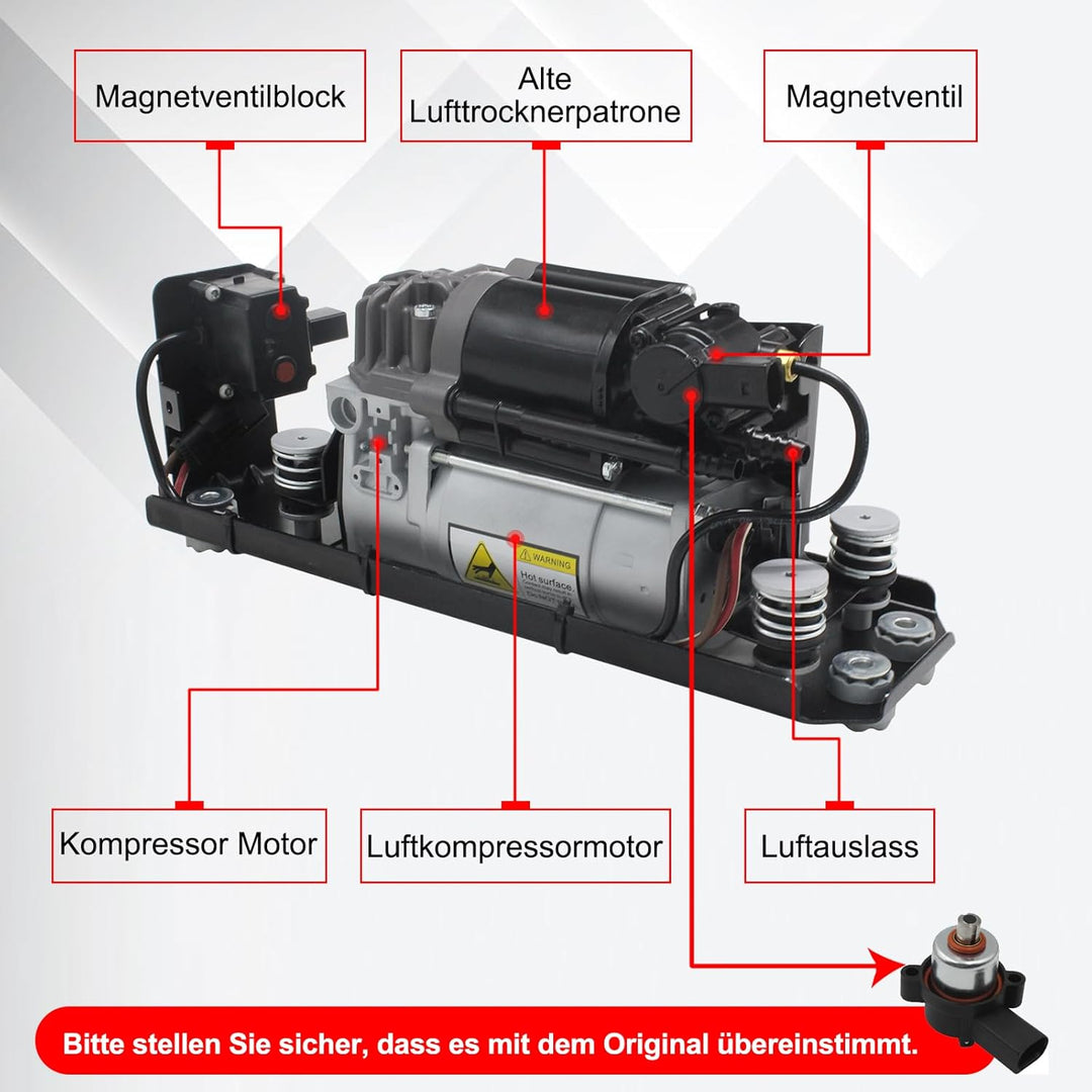 AIRSUSFAT 37206864215 Luftfederung Kompressor Pumpe mit Ventilblock und Halterung Montage Kompatibel