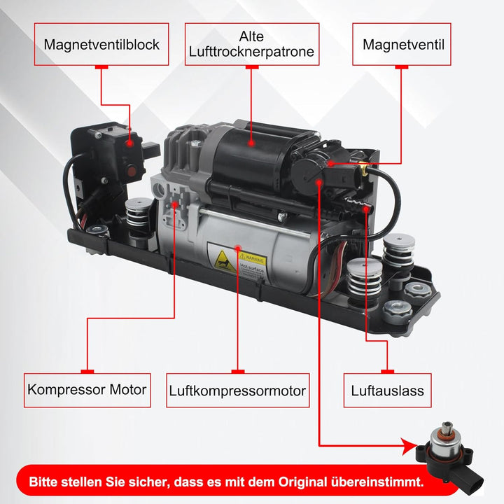 AIRSUSFAT 37206864215 Luftfederung Kompressor Pumpe mit Ventilblock und Halterung Montage Kompatibel