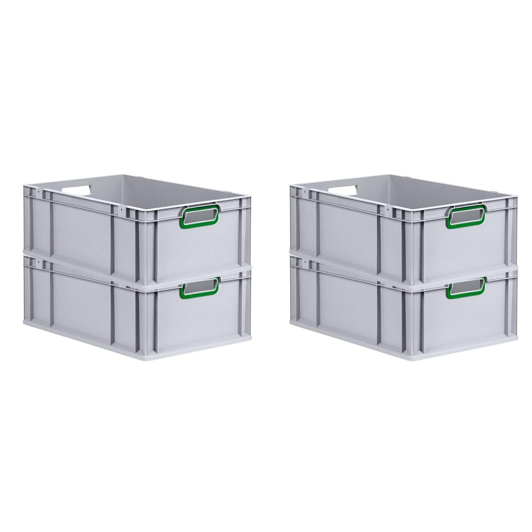 SuperSparSet 4x Eurobox NextGen Color | HxBxT 22x40x60cm | 44 Liter | Griffe grün offen | Verstärkte
