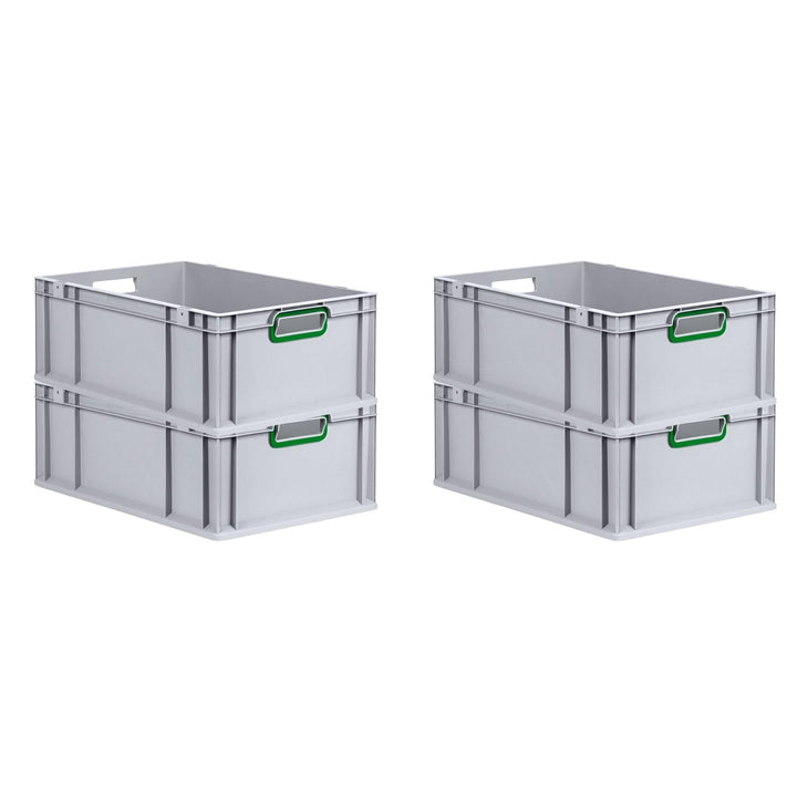 SuperSparSet 4x Eurobox NextGen Color | HxBxT 22x40x60cm | 44 Liter | Griffe grün offen | Verstärkte