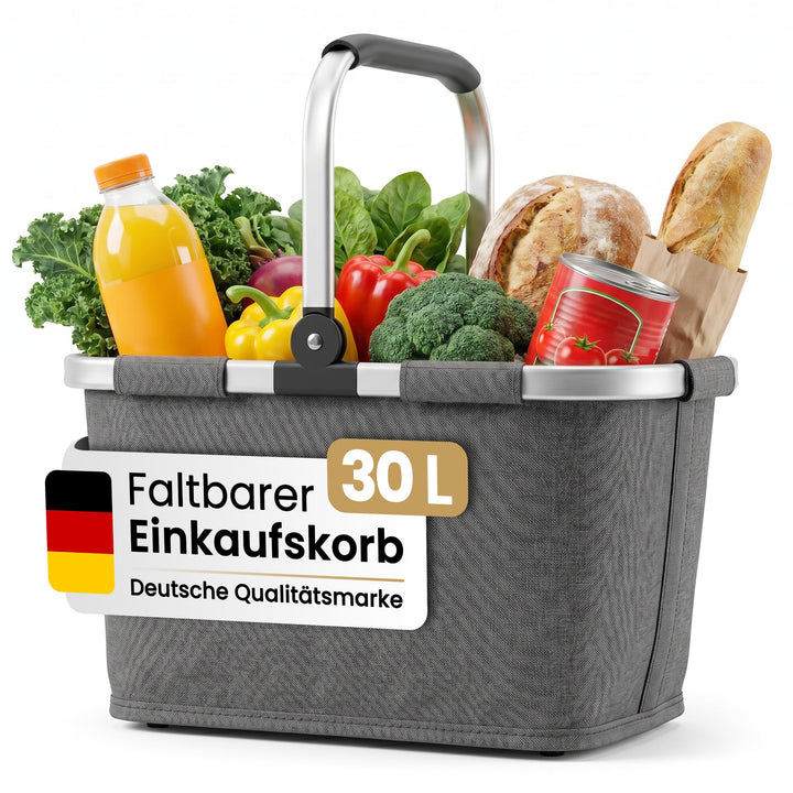 Selinchen® - Premium Einkaufskorb | Hochwertige Einkaufstasche faltbar und mit Aluminium Griff | Ide