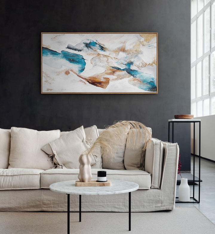 YS-Art Abstrakt Acryl Gemälde auf Leinwand Smaragd handgemalt Wandbilder Wohnzimmer modern Wohndekor