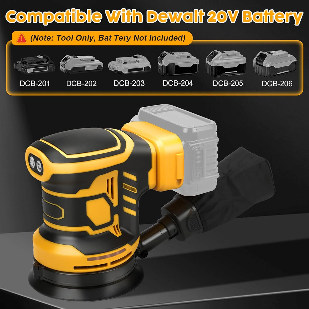 Akku-Exzenterschleifer, 125 mm Professional Exzenterschleifer für Dewalt 18V,20v Akku, Bürstenloser