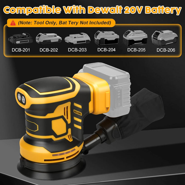 Exzenterschleifer für DeWalt 20V Akku(no Akku),125mm Schleifmaschine, 3 Geschwindigkeiten 7,000-11,0