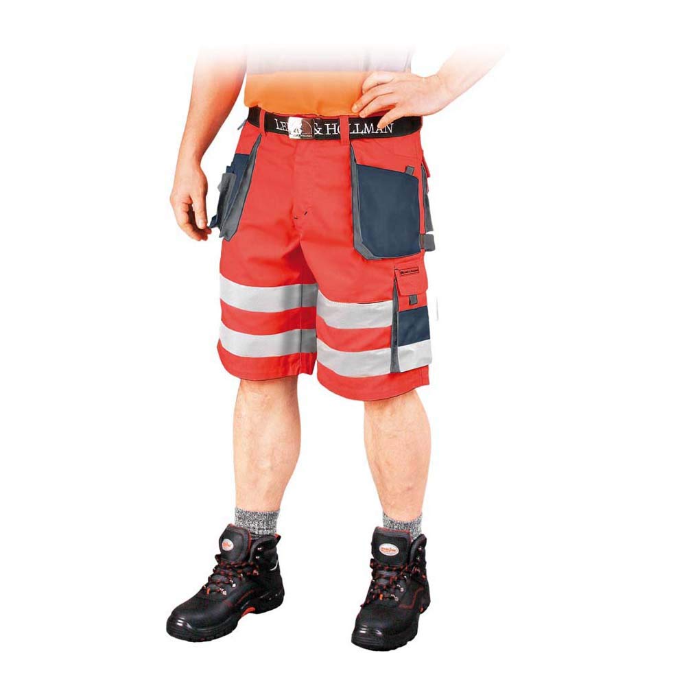 Kurze Warnschutzhose mit Reflektionsstreifen Orange neon Gelb Arbeitshose Warnschutz Sicherheitshose