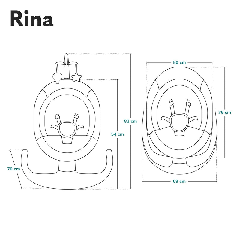 LIONELO Rina Babywippe und Liegestuhl 2in1, Fernbedienung, 360° drehbarer Sitz, zwei Schaukelrichtun