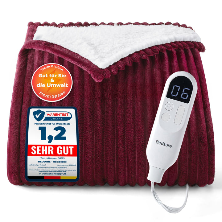 BEDSURE Heizdecke Wärmedecke Elektrische Kuscheldecke - mit Abschaltautomatik, 6 Heizstufen &amp; 10 Stu