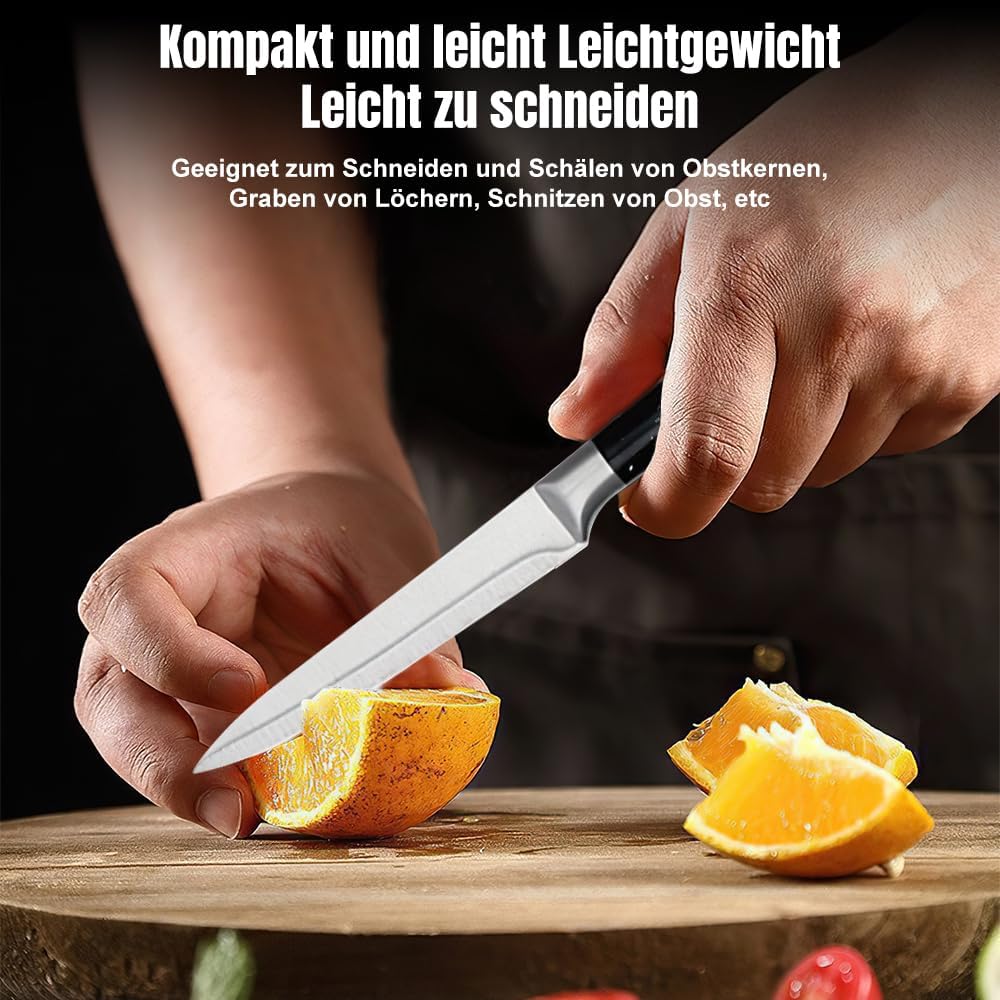 6-Piece Knife Set, Kitchen Knife Set with Knife Block - Stainless Steel Knife, with Ergonomic Handle