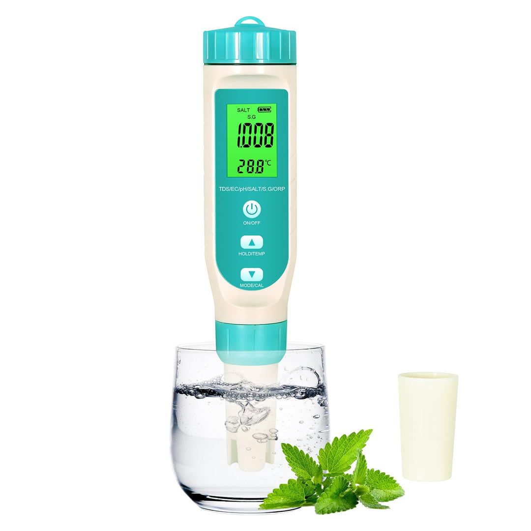 Wasserqualitätstester T8-W7L – 7-in-1 Messgerät pH/TDS/EC/Salz/ORP/SG/Temperatur | IP67 Wasserdicht