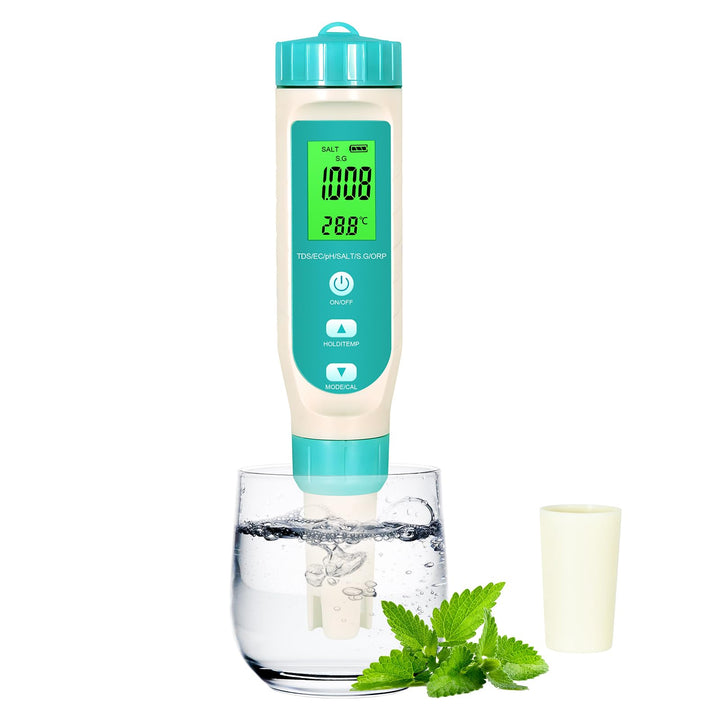 Wasserqualitätstester T8-W7L – 7-in-1 Messgerät pH/TDS/EC/Salz/ORP/SG/Temperatur | IP67 Wasserdicht