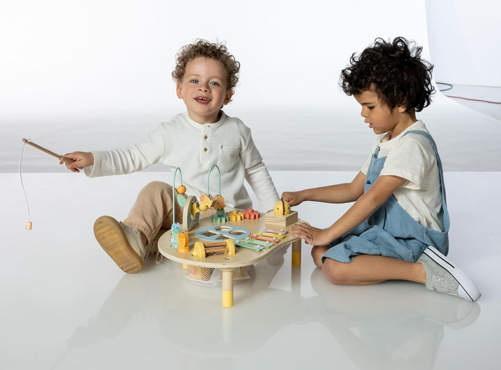 ToyToyToy Motorik Spieltisch aus Holz Musik Formen Motorikschleife Zahnräder UVM