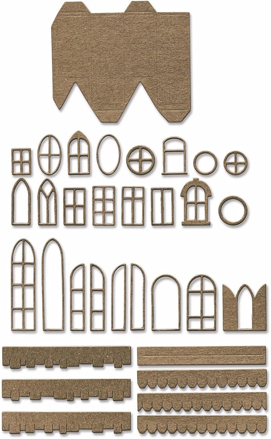 Tim Holtz Sizzix Village Collection Thinlits Stanzschablonen, Set mit 87 Stanzformen (665564) plus 3