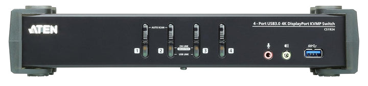 ATEN CS1924 4-Port USB 3.0 4K DisplayPort KVM Switch schwarz