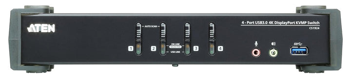 ATEN CS1924 4-Port USB 3.0 4K DisplayPort KVM Switch schwarz