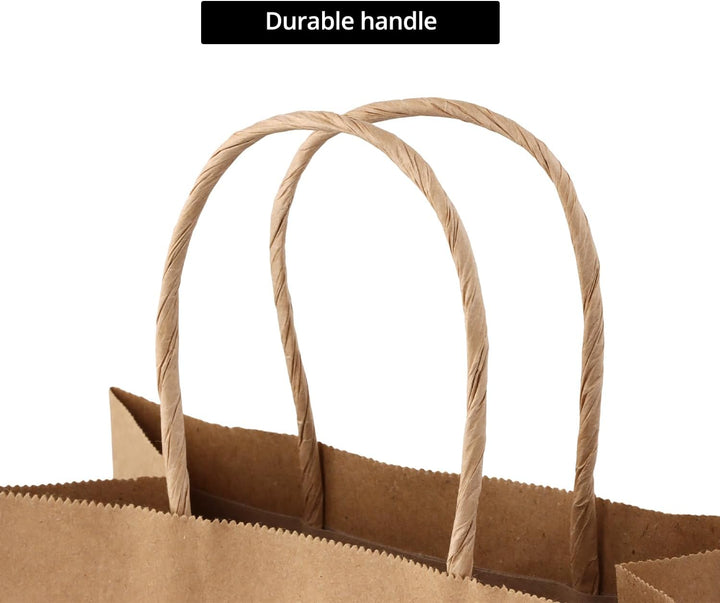 QWORK® 60 Stück Braun Geschenktüten aus Papier mit Griffen, kraftpapier tüten, 15 x 8 x 21 cm, für P