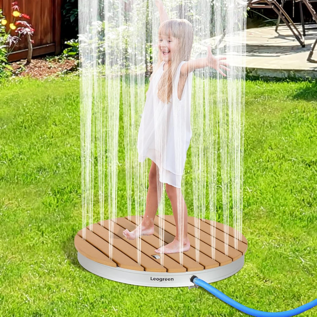 Leogreen Gartendusche, Aussendusche für den Garten mit Fussrad, Bodendusche mit 4m Wasserstrahlhöhe,