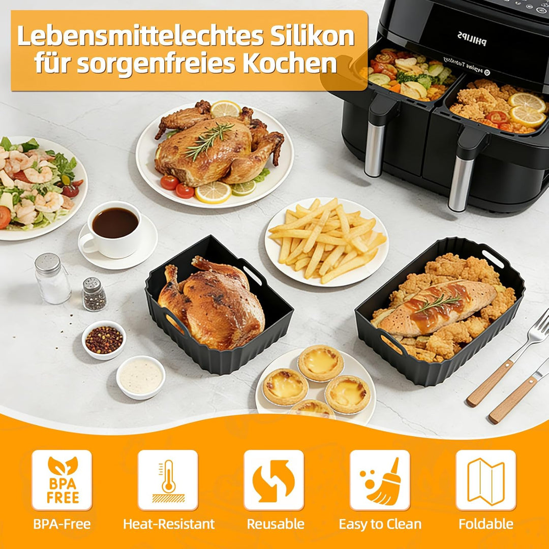 28 Stück Heissluftfritteuse Zubehör für Philips Dual FlexBasket Airfryer 1000 Series, BPA-frei, Airf