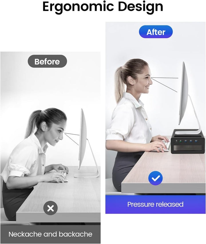 Vaydeer Dual-Monitor-Ständer mit kabelloser Aufladung und 4 USB-Hubs - Metallständer für 2 Monitore