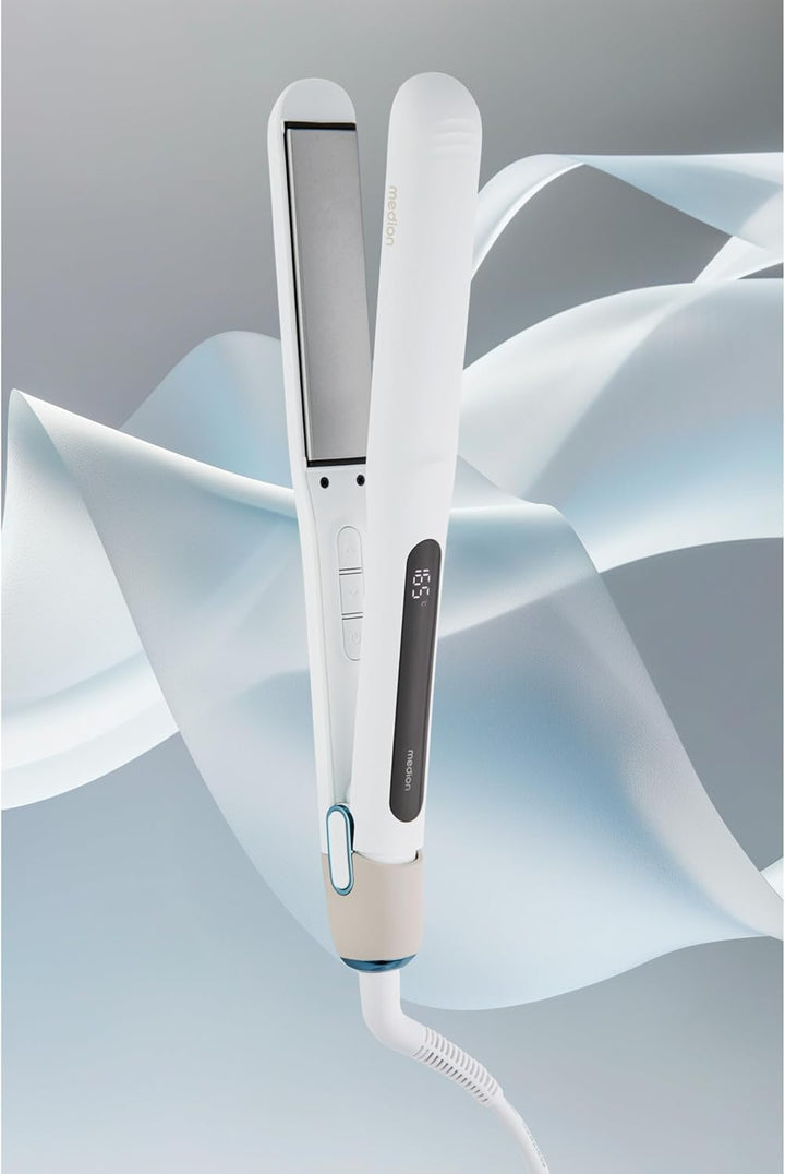 MEDION Glätteisen HS1 (Display, 5 regelbare Hitzestufen, 165° bis 210°, breite flexible Keramik - Tu