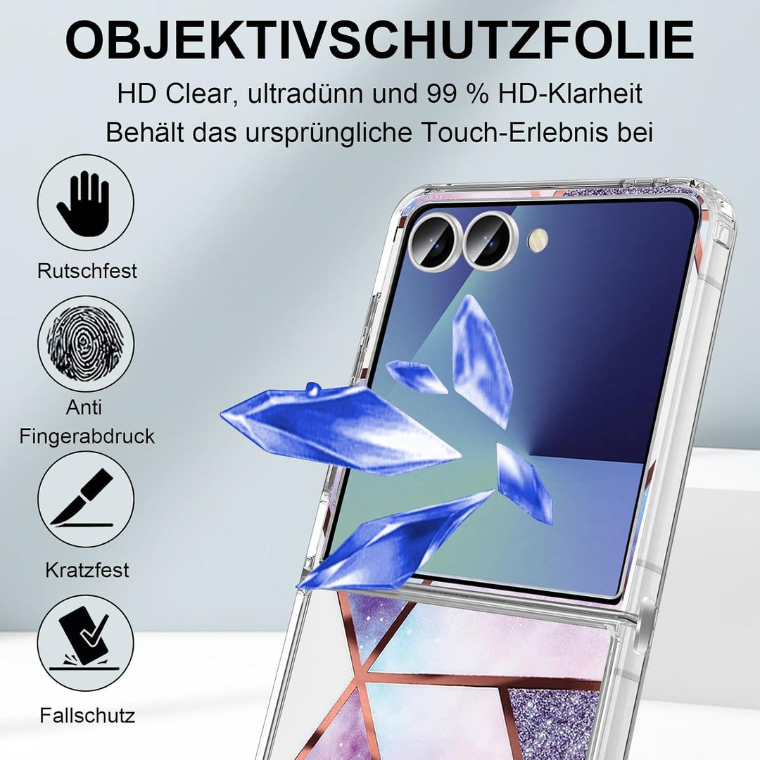 Handyhülle für Samsung Galaxy Z Flip 7 Hülle Silikon Dünn Slim Marmor Bunt Muster Motiv Z Flip7 Hand