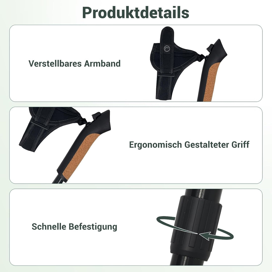 Nordic Walking Stöcke Ultraleicht 211g, Verstellbare Wanderstöcke 78-135cm, Professioneller Gehstock