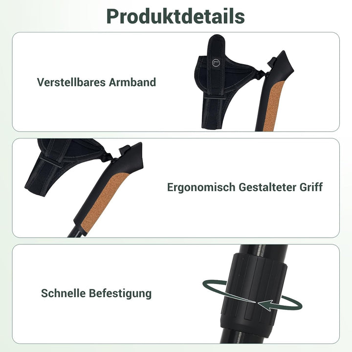 Nordic Walking Stöcke Ultraleicht 211g, Verstellbare Wanderstöcke 78-135cm, Professioneller Gehstock