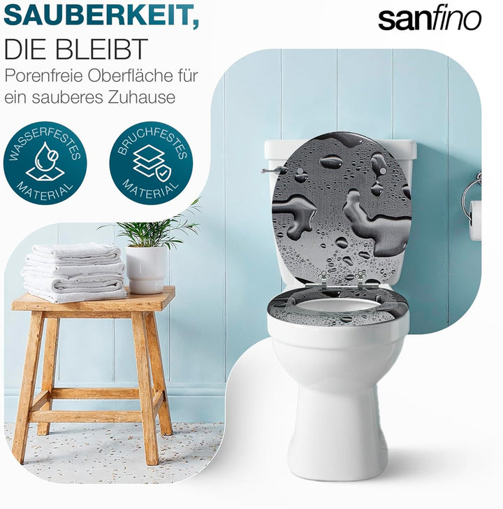 SANFINO® Premium WC Sitz mit Absenkautomatik – hochwertige Toilettendeckel aus Holz, viele bunte Mot