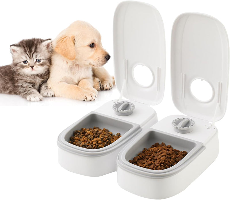 MENAYODA Automatischer Futterspender für Haustier, 2 Mahlzeiten Automatischer Katzen Futterspender m