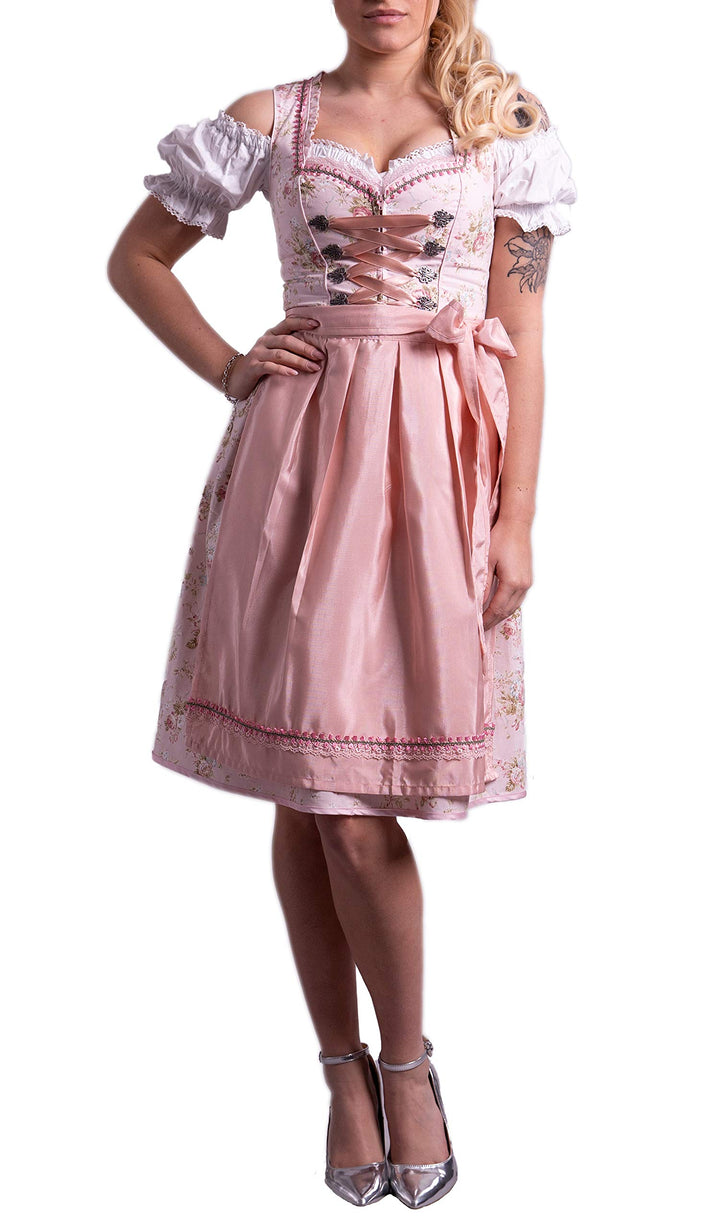 Dirndl Set Trachtenkleid Rose feingeblümt 538GT (42)