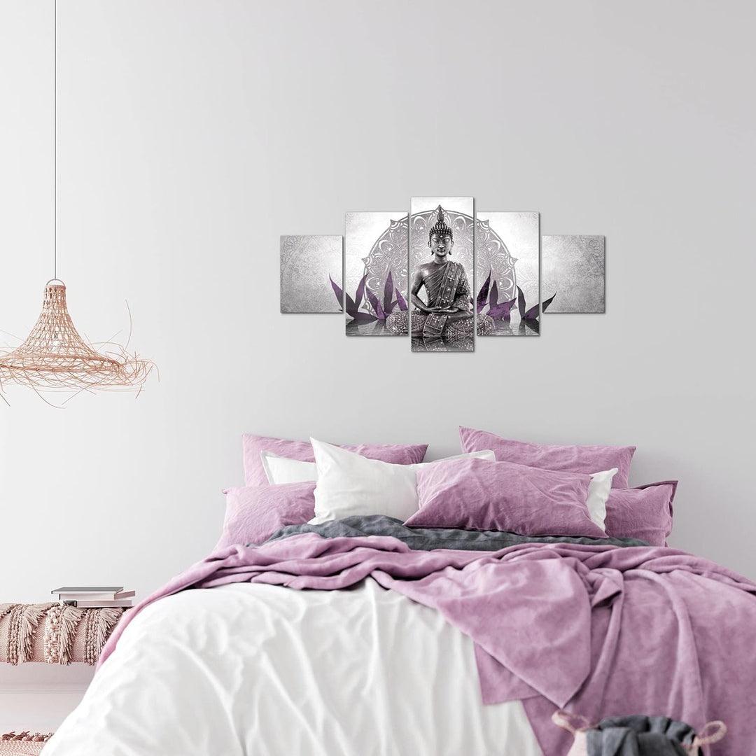 Runa Art Wandbilder Buddha 5 Teilig Bild auf Vlies Leinwand Deko Wohnzimmer Schlafzimmer Orientalisc