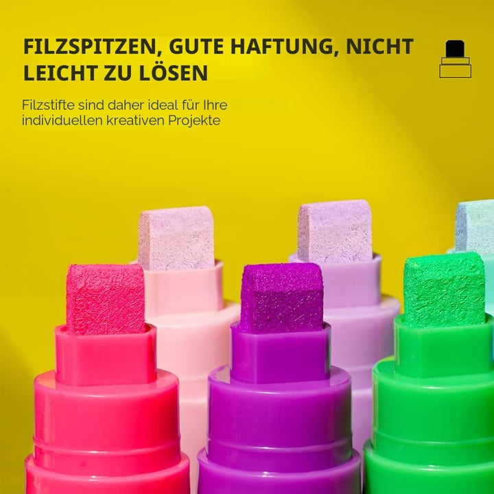 Arrtx Acrylstifte Marker 12 Stück Keil-Spitze 10mm für breite Markierungen - wasserfest, schnell-tro