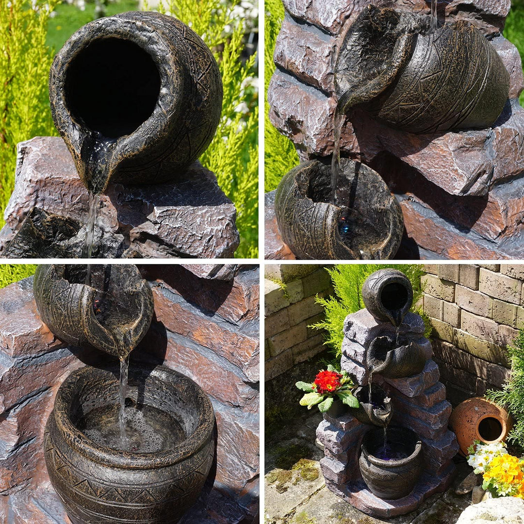 Zimmerbrunnen Gartenbrunnen Brunnen Zierbrunnen Brunnen Springbrunnen Vogelbad mit RGB Licht 230V To