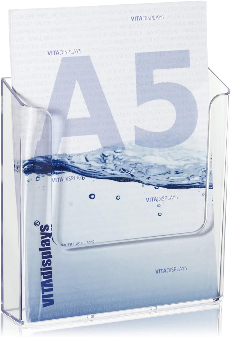 10 Stk. DIN A5 Wandprospekthalter, transparenter Flyerhalter zur Wandmontage, Wand-Prospekthalter fü