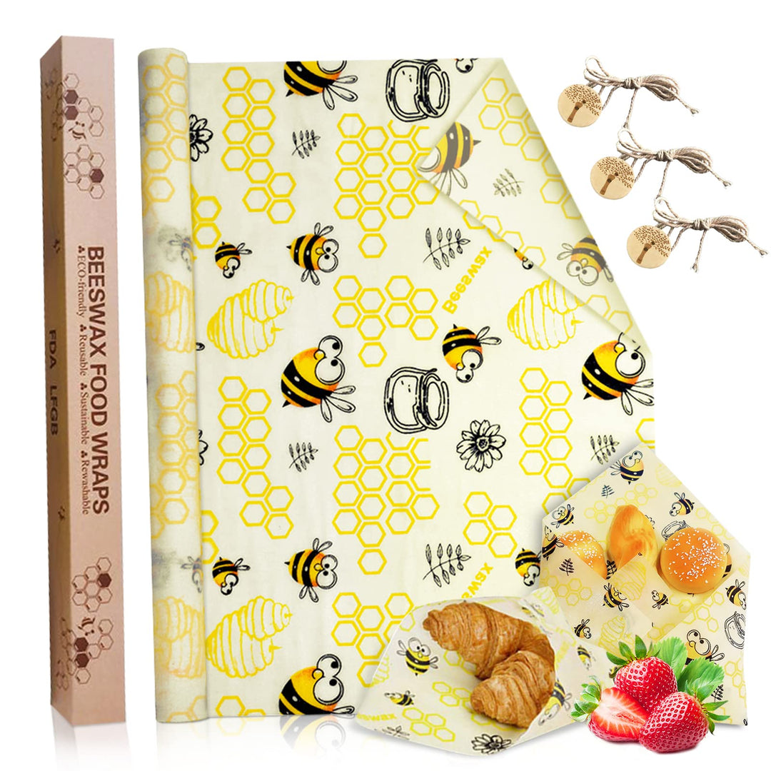JOYBOY Bienenwachstücher,Bienenwachs-Wraps,Wiederverwendbare Bienenwachs Wraps Set aus 100*33 Wachsp