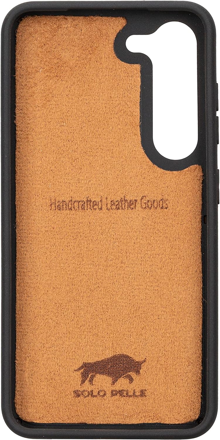 Solo Pelle Lederhülle für das Samsung Galaxy S23 Hülle aus echtem Leder, Model: Stanford (Cognac Bra