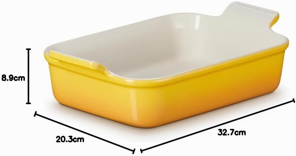 Le Creuset Rechteckige Auflaufform Tradition aus Steinzeug, 26 cm, 2.4 Liter, Nectar, 71102266720001