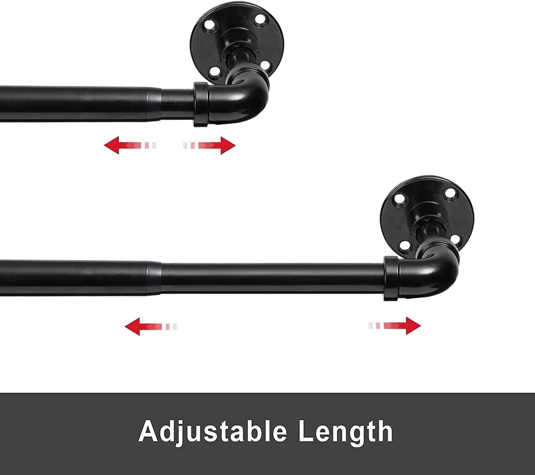 HARRMS Industrielle Gardinenstange Ausziehbar, 81-216cm, Verstellbare Vorhangstange Glänzend Schwarz