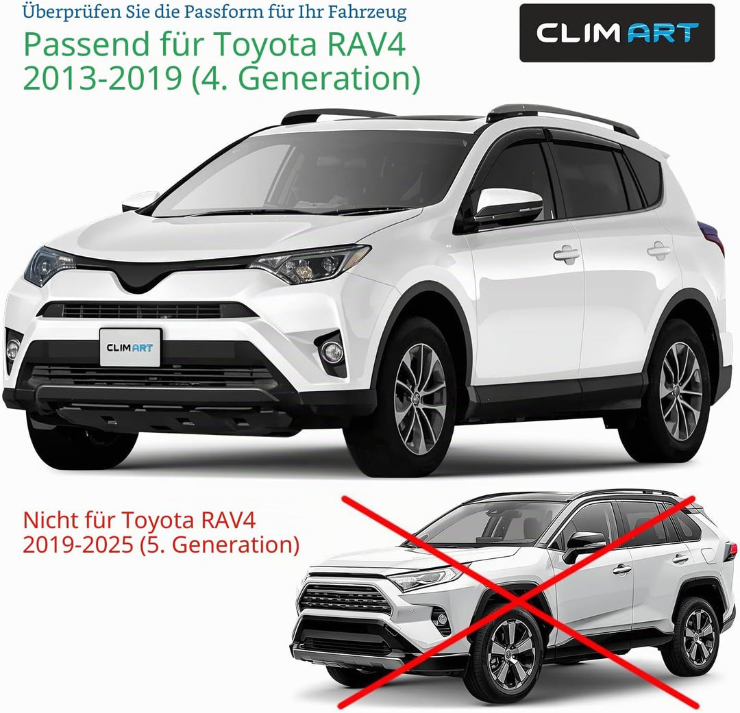 CLIM ART Windabweiser für Toyota RAV4 2013-2018, Autofenster Regenschutz, Regenabweiser, Anklebbare