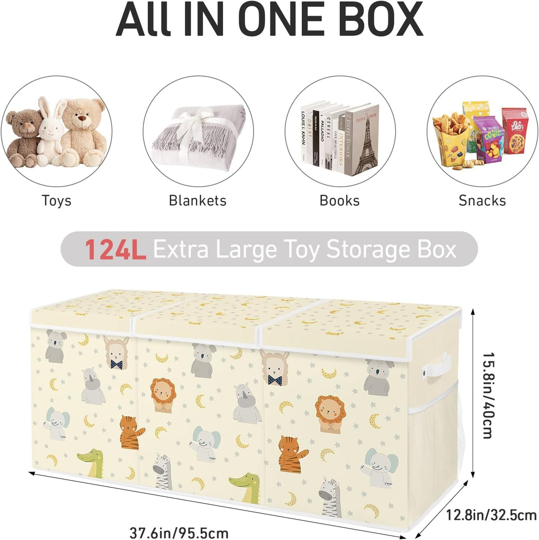 Spielzeugkiste Aufbewahrungsbox mit Deckel Kinder 96 x 32 x 40 cm, Faltbare und Platzsparend für Kin