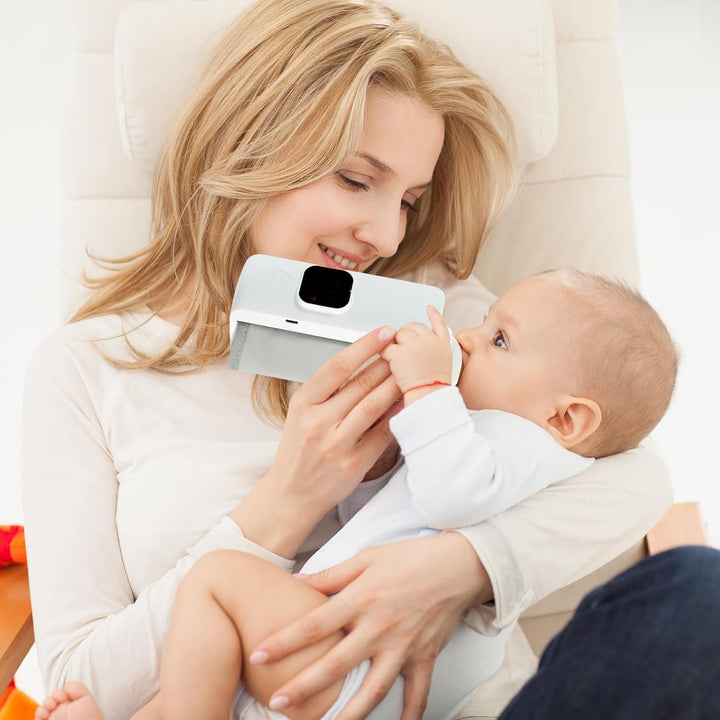 Tragbarer Flaschenwärmer, 38-55℃ Einstellbar Babyflaschenwärmer mit LED-Anzeige, USB-aufladbarer Bab
